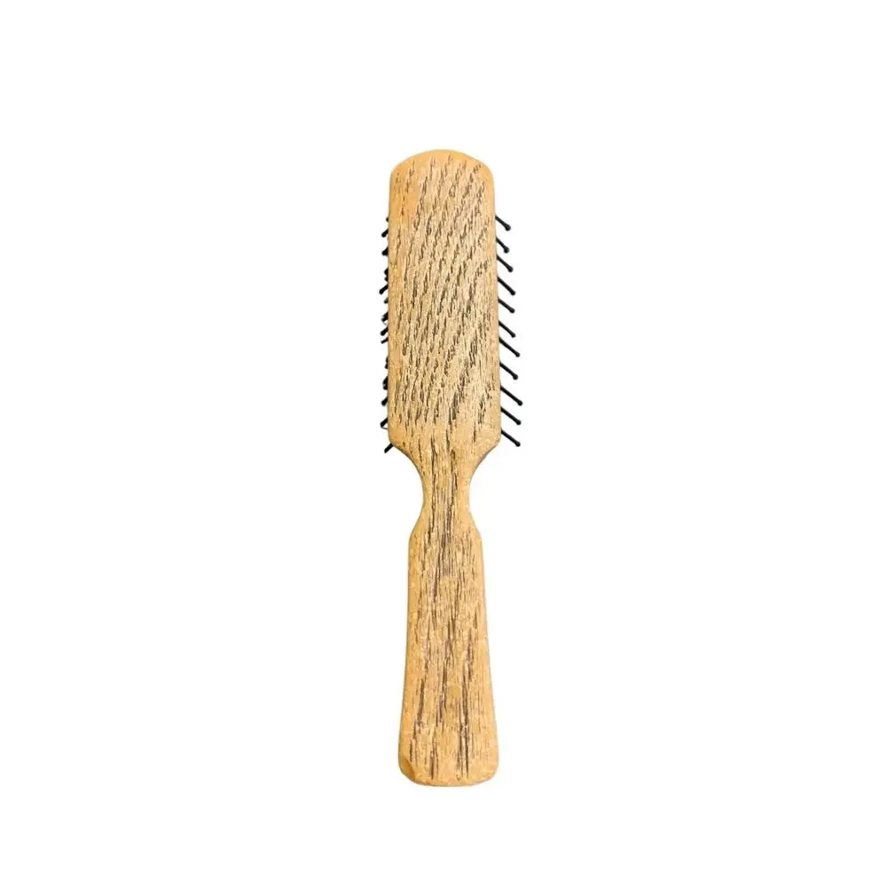 GOODY Ball Tip Hair Brush 6” Purse Travel Size Brown Wood Grain USA VTG